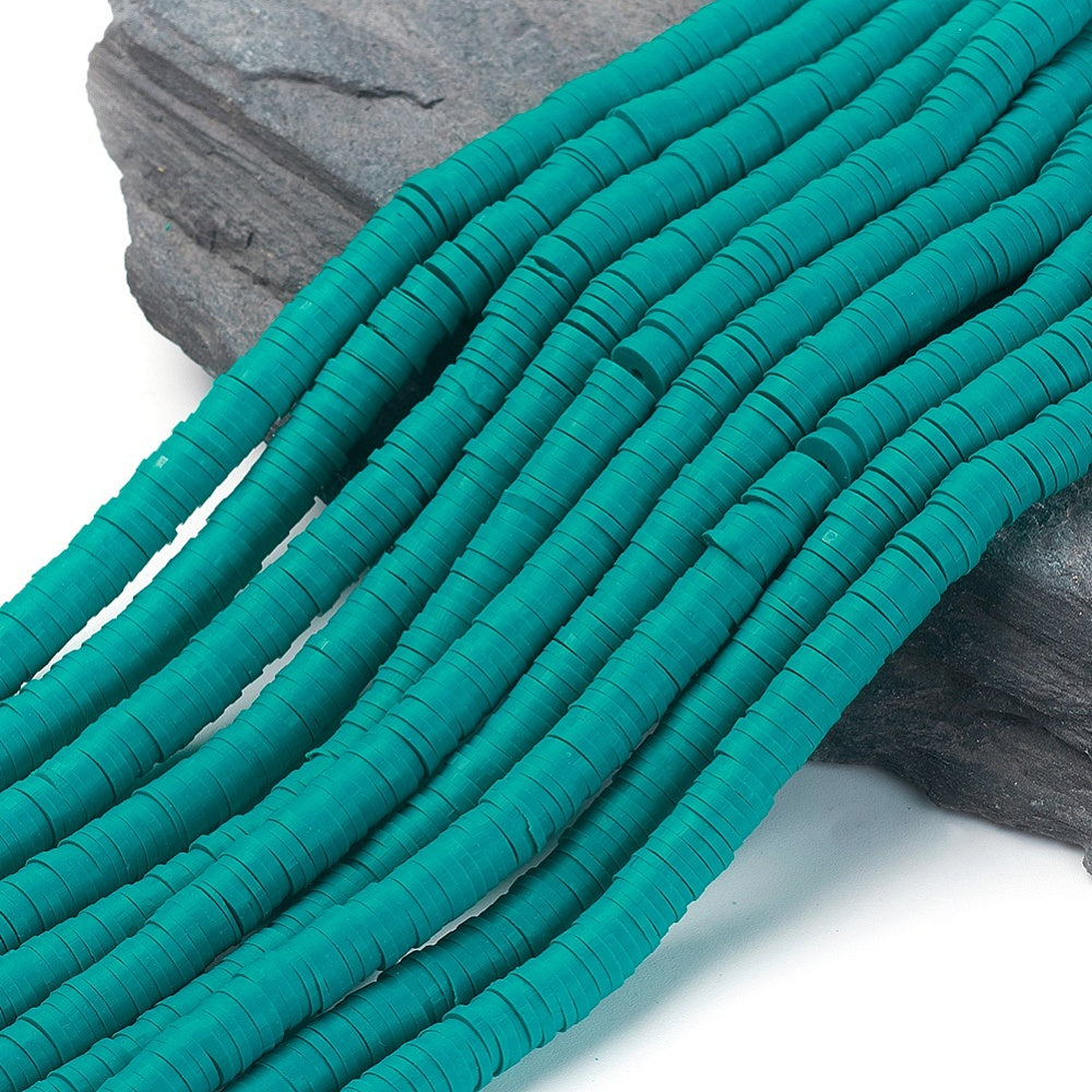 Polymer Clay 6x1mm Dk Cyan Heishi Bead