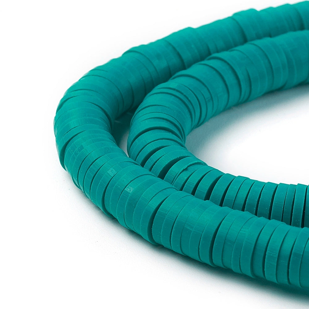 Polymer Clay 6x1mm Dk Cyan Heishi Bead