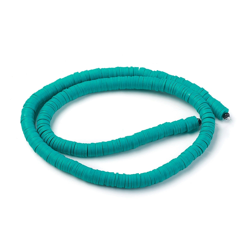Polymer Clay 6x1mm Dk Cyan Heishi Bead
