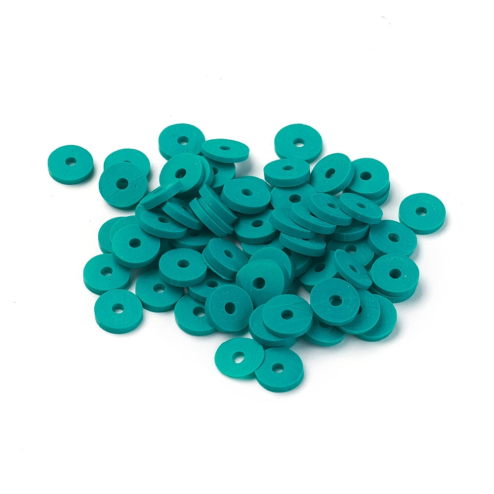 Polymer Clay 6x1mm Dk Cyan Heishi Bead