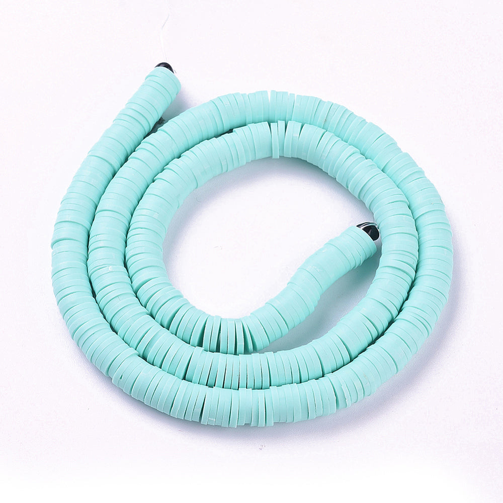 Polymer Clay 6x1mm Aquamarine Heishi Beads