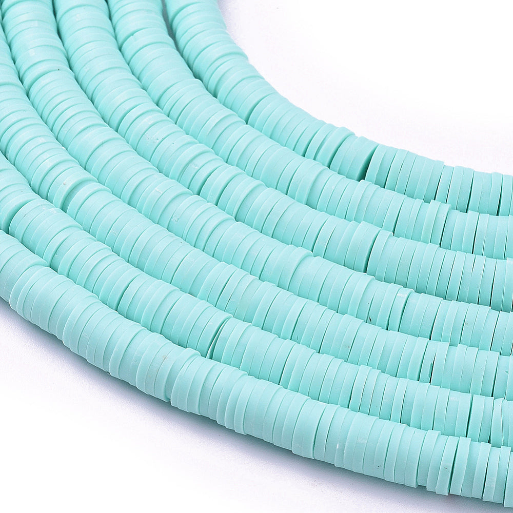Polymer Clay 6x1mm Aquamarine Heishi Beads