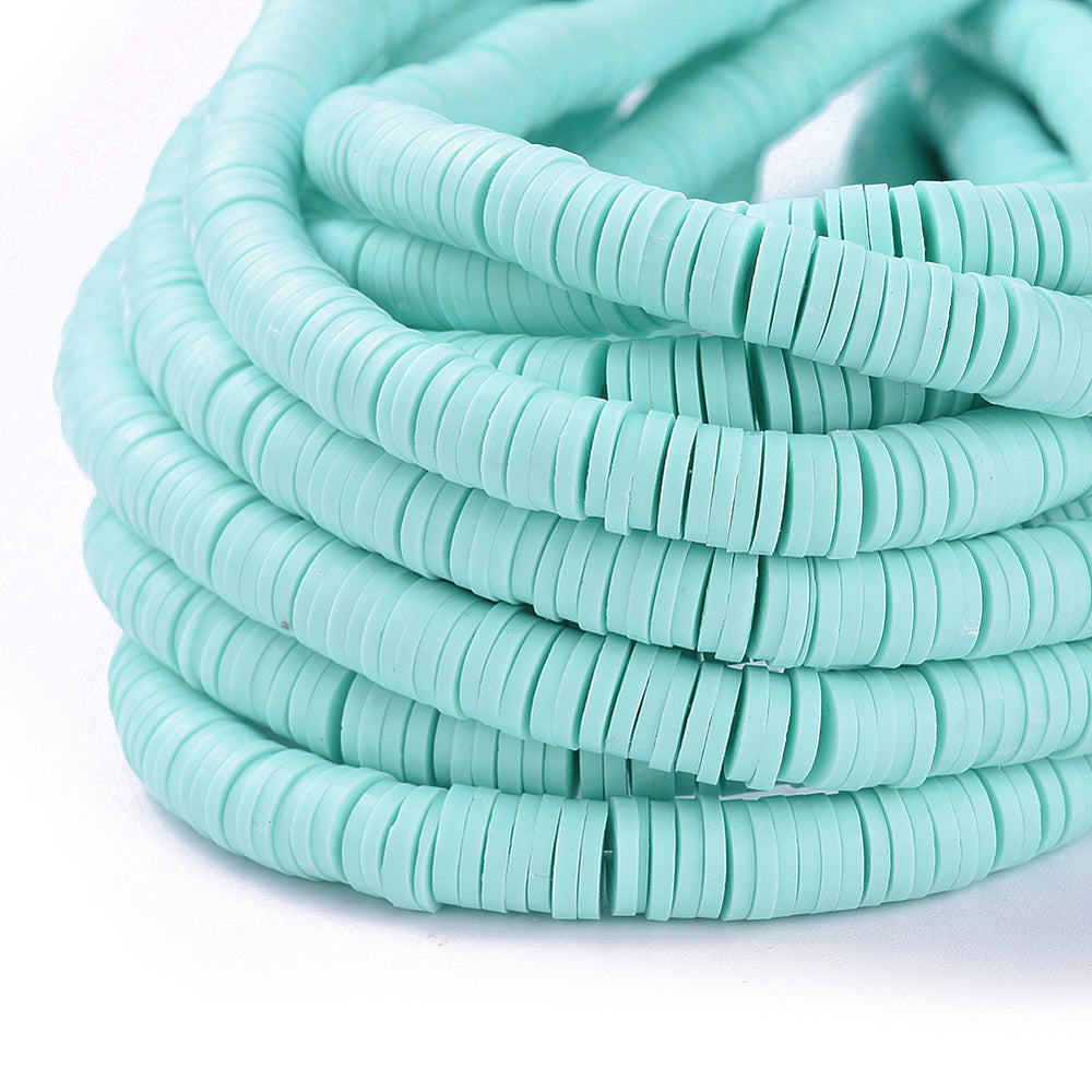 Polymer Clay 6x1mm Aquamarine Heishi Beads