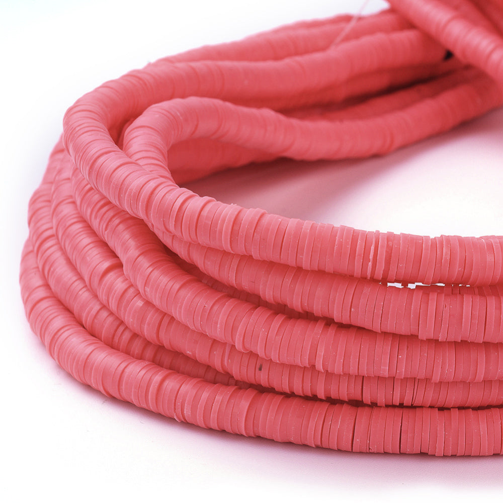 Polymer Clay 6x1 Salmon Heishi Beads