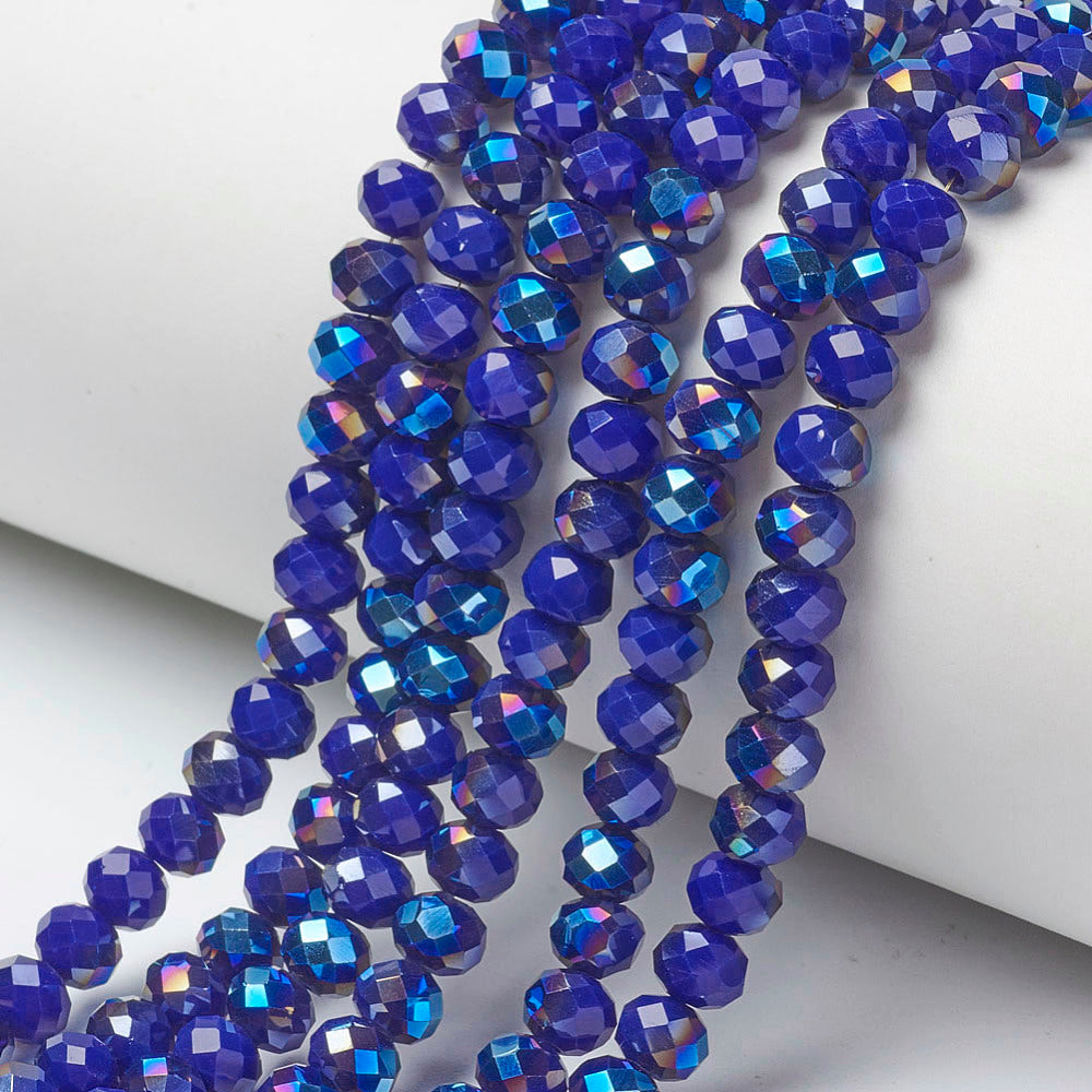 AB Half Plated 4mm Blue Glass Crystal