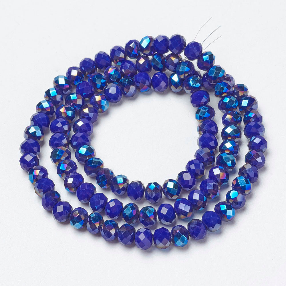 AB Half Plated 4mm Blue Glass Crystal