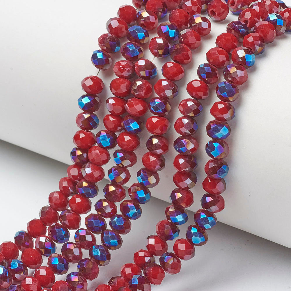 Electroplate 4mm Opaque Red Glass Beads