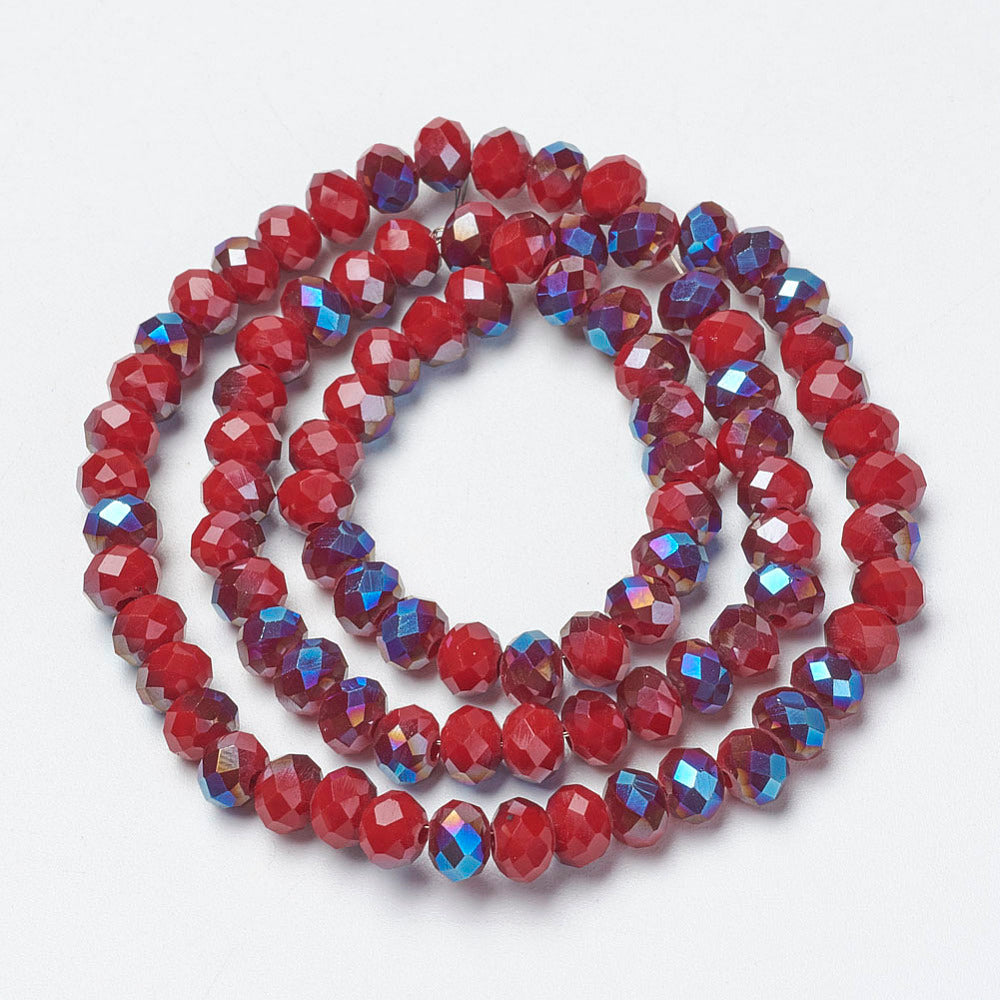Electroplate 4mm Opaque Red Glass Beads