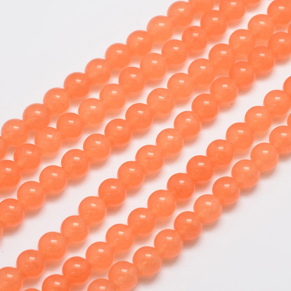 Dyed Malaysia Jade Bead Strands, Round, Light Salmon, 8mm