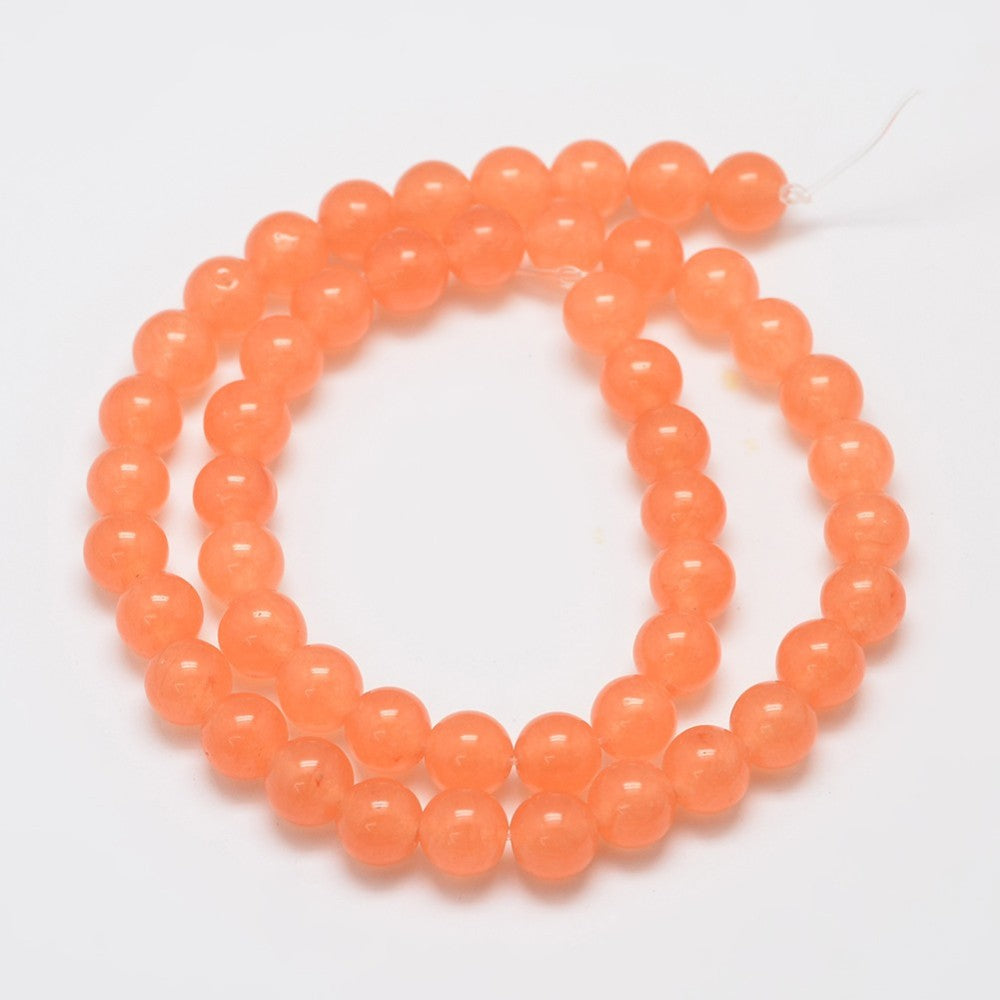 Dyed Malaysia Jade Bead Strands, Round, Light Salmon, 8mm