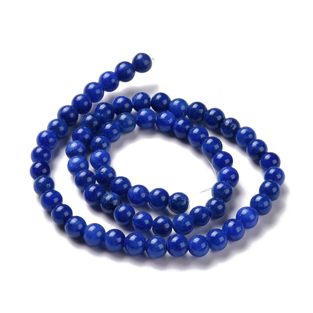 Mashan Jade Round Beads Strands, Dyed, Midnight Blue, 10m