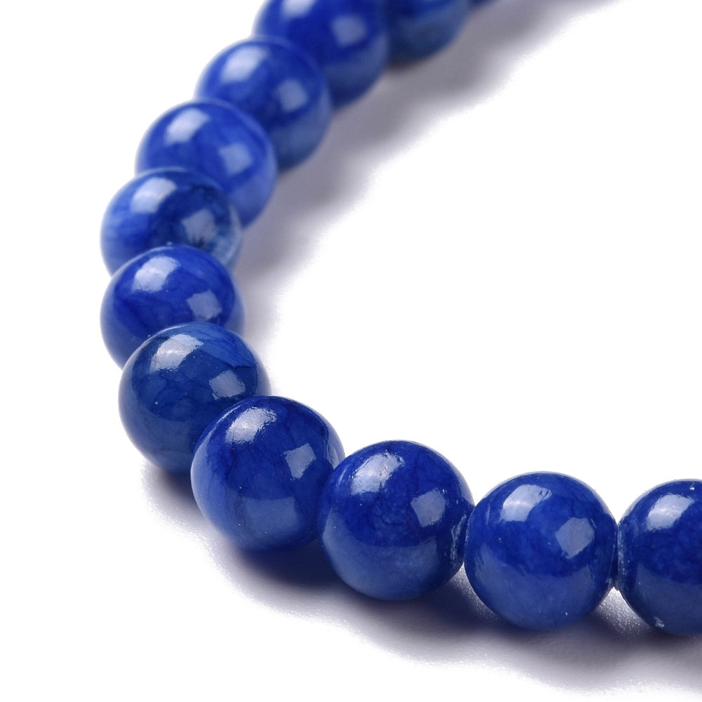 Mashan Jade Round Beads Strands, Dyed, Midnight Blue, 10m