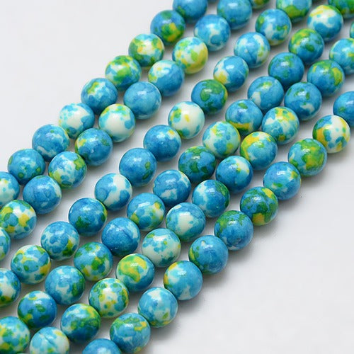 Ocean White Jade Dodger Blue, 8mm, Hole 1mm