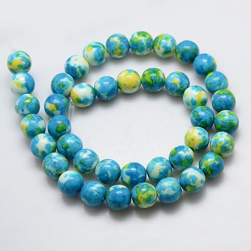 Ocean White Jade Dodger Blue, 8mm, Hole 1mm