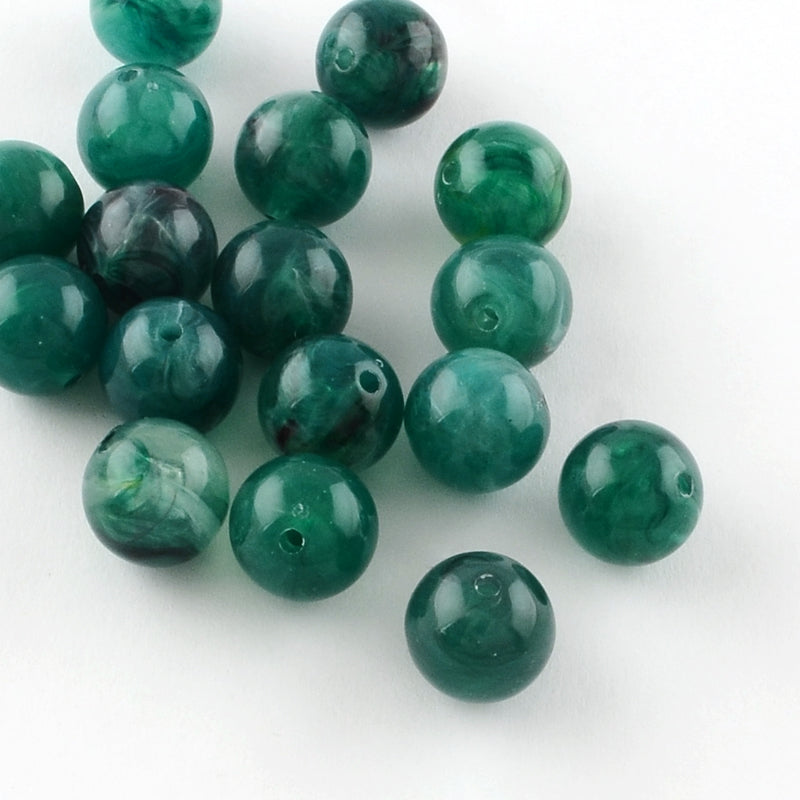 Round Imitation Gemstone Acrylic Beads, Teal, 6mm, Hole: 1.5mm,