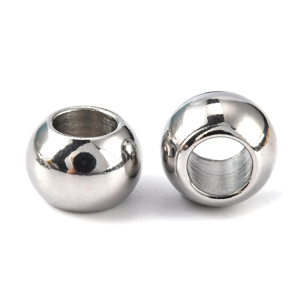 Rondelle 201 Stainless Steel European Beads, Large Hole Beads