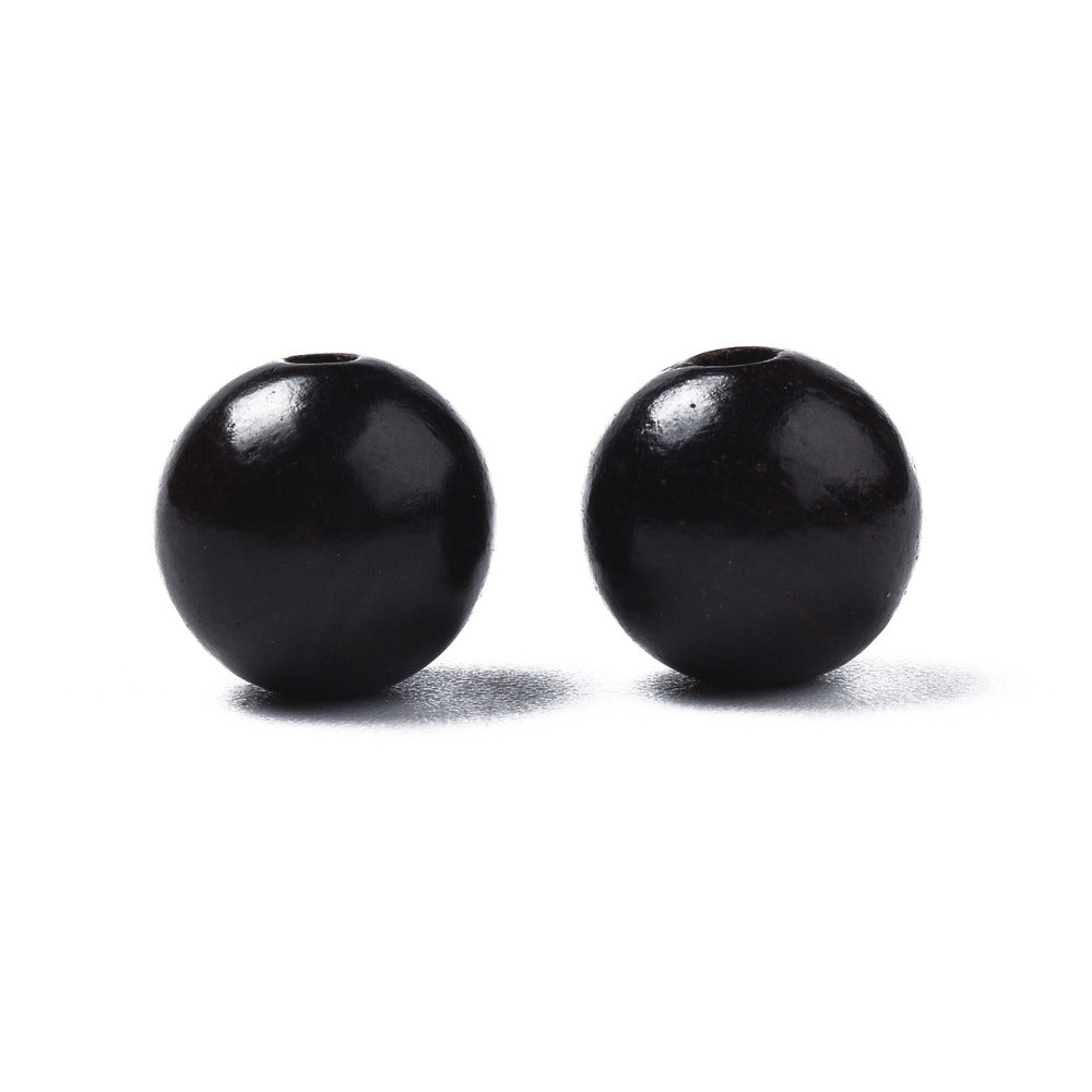 Natural Ebony Wood Beads, Waxed, Round, Lead Free, Black, 8mm
