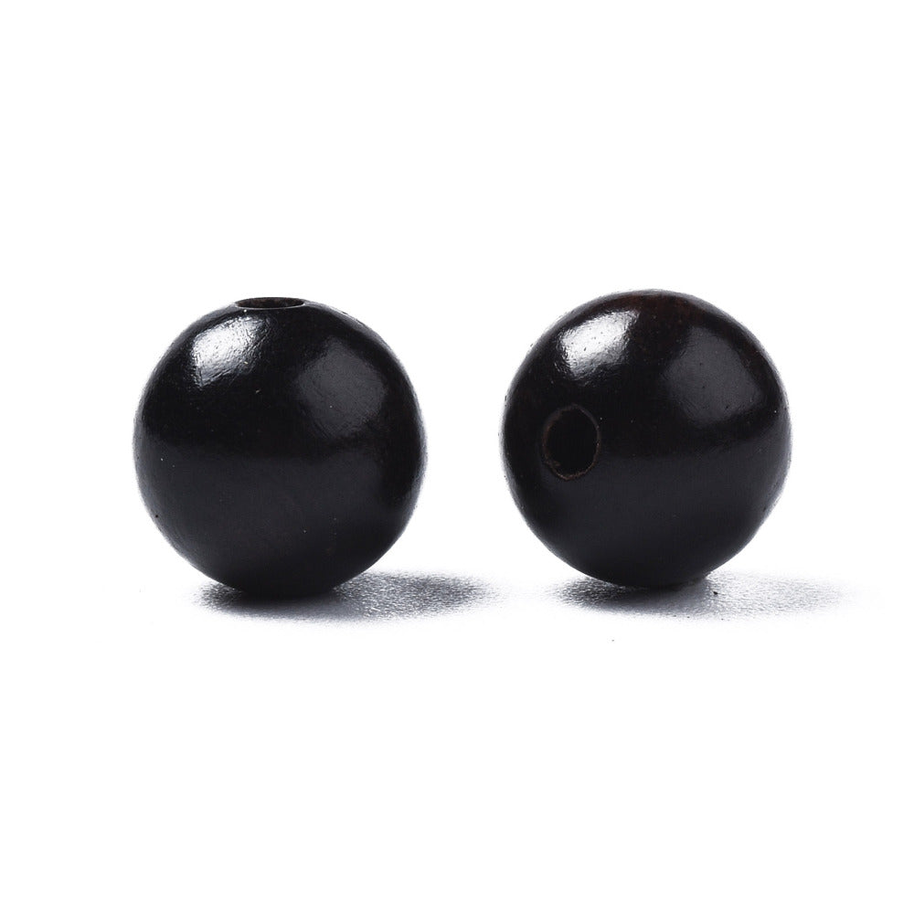 Natural Ebony Wood Beads, Waxed, Round, Lead Free, Black, 8mm