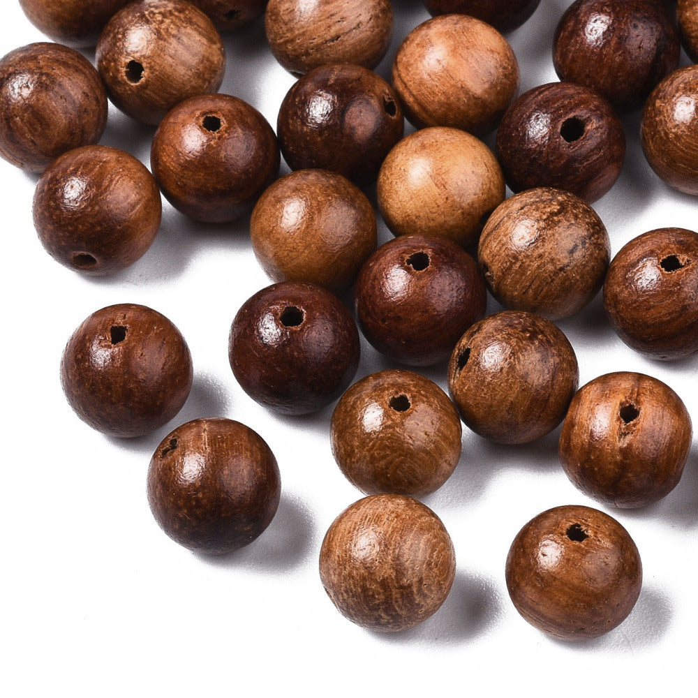 Waxed Wooden Beads, Undyed, Round, Camel, 8mm