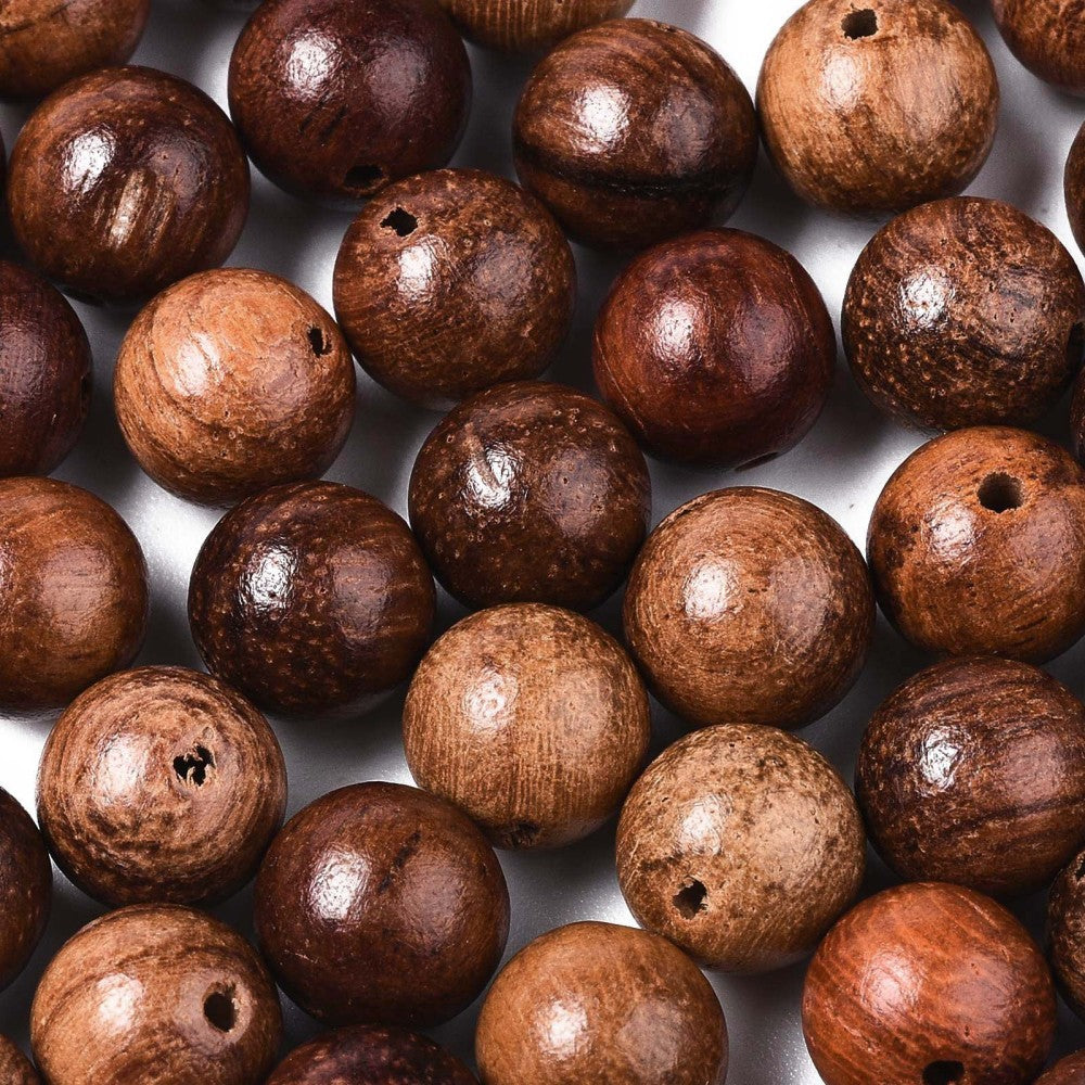 Waxed Wooden Beads, Undyed, Round, Camel, 8mm