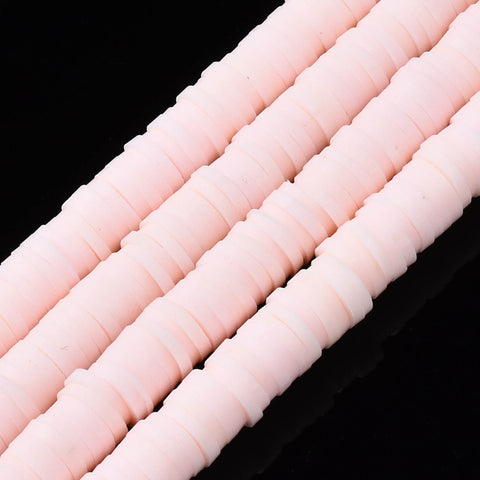 Polymer Clay 6x1mm Pink Heishi Bead