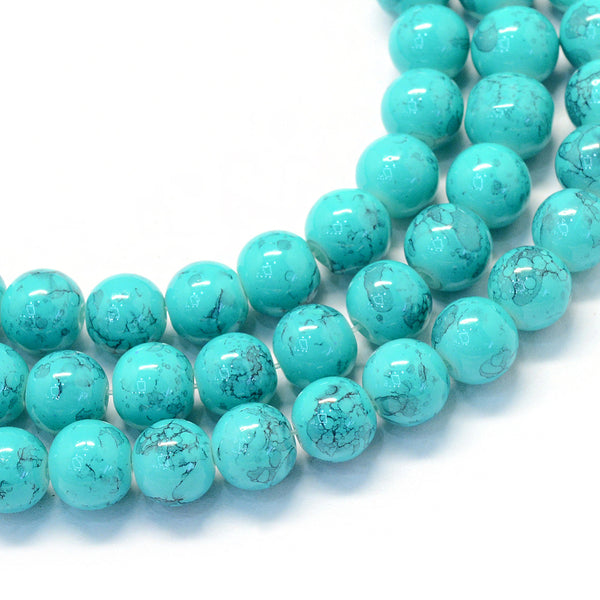 Painted Glass Round Bead