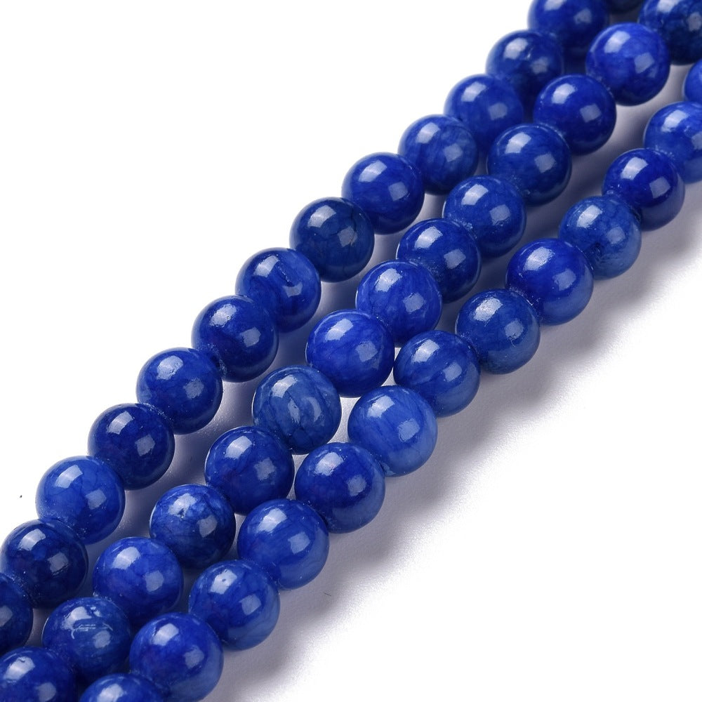 Mashan Jade Round Beads Strands, Dyed, Midnight Blue, 10m