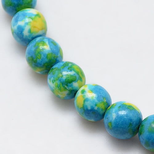 Ocean White Jade Dodger Blue, 8mm, Hole 1mm