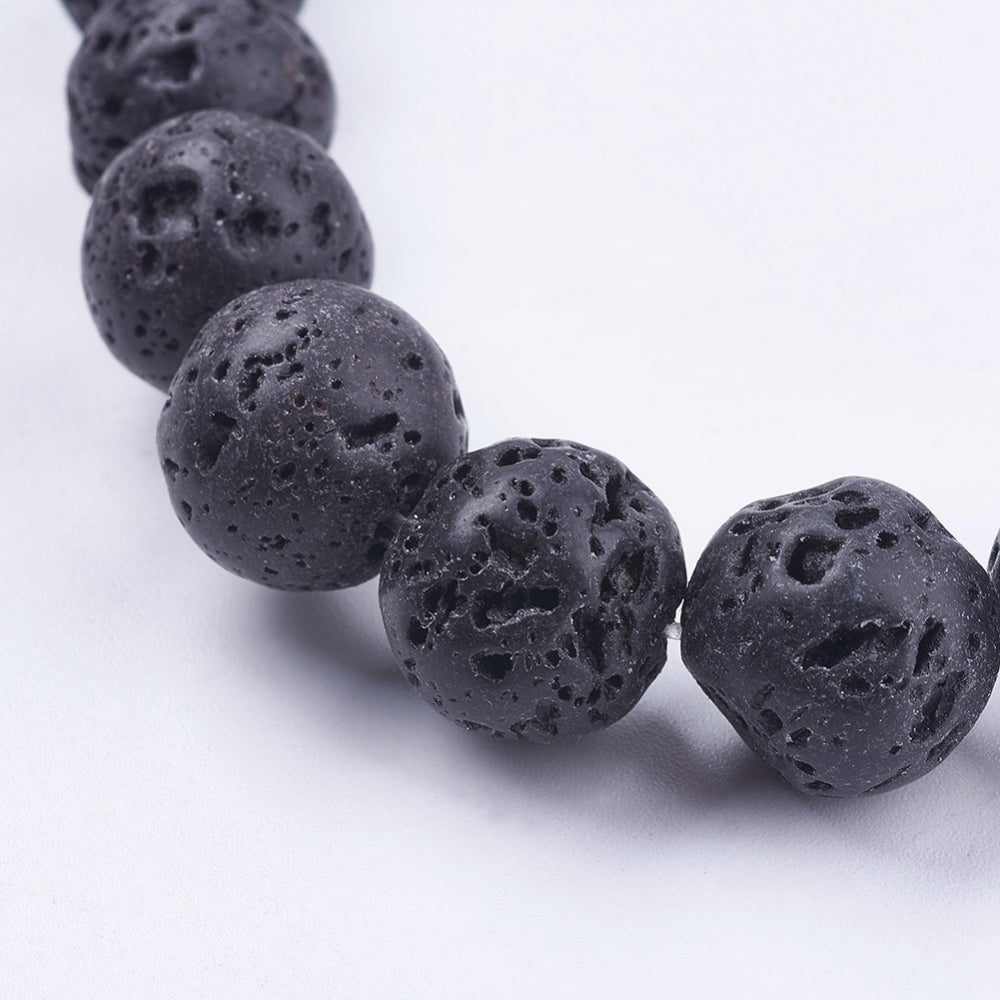 Natural Lava Rock Bead Strands, Round, 14mm