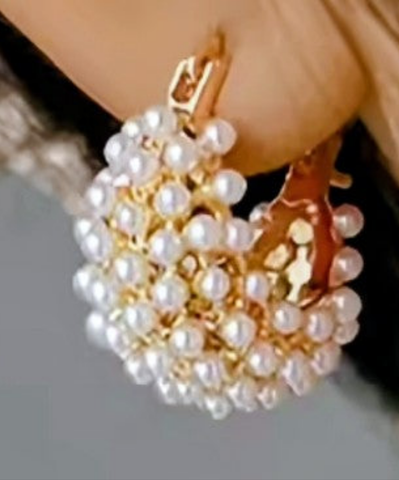 Pearl Hoop Huggie Earrings