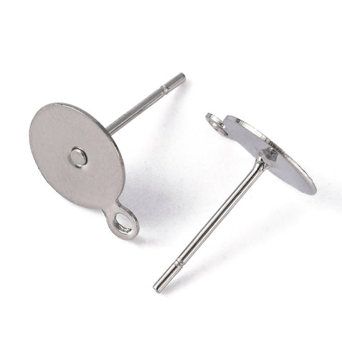 Stainless Steel Stud Earring Findings, with Loop