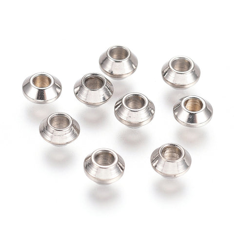 Rondelle 304 Stainless Steel Spacer Beads, Stainless Steel Colo