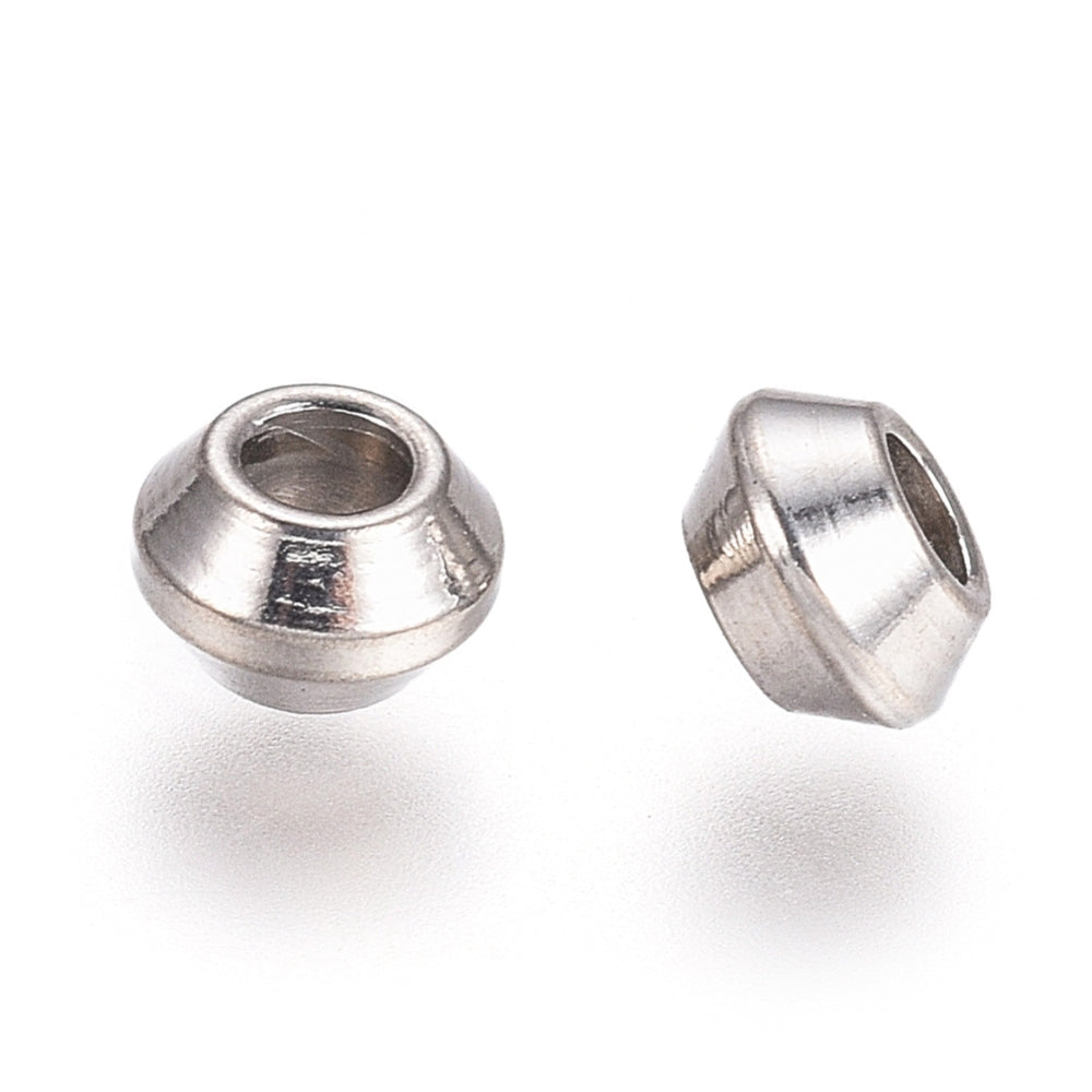 Rondelle 304 Stainless Steel Spacer Beads, Stainless Steel Colo
