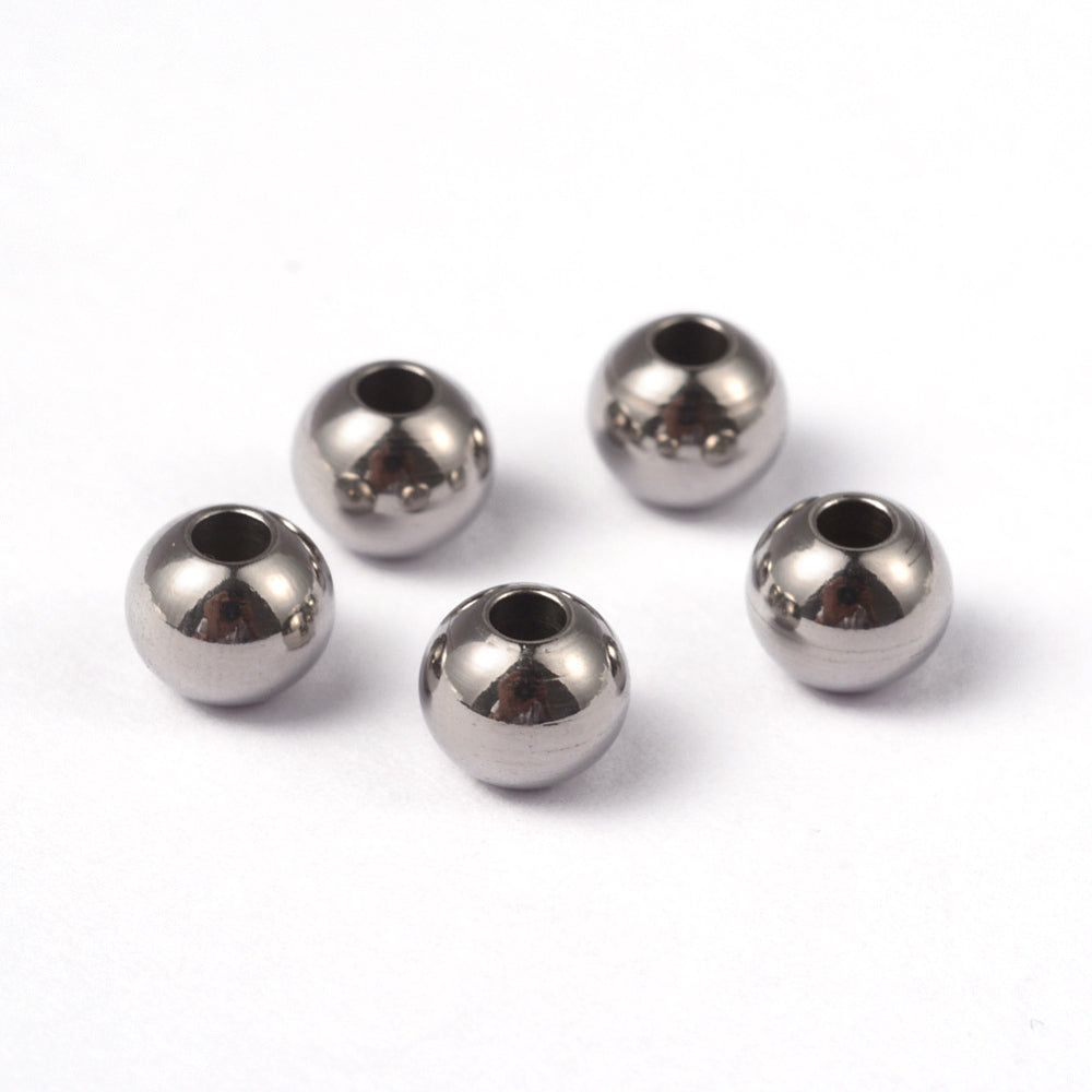 202 Stainless Steel Beads, Stainless Steel Color