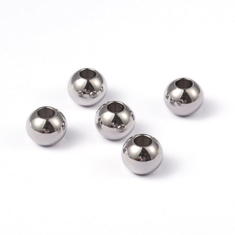202 Stainless Steel Beads 8x6mm hole 3.5mm 10pcs