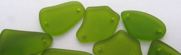 Cultured Sea Glass DOUBLE-hole flat freeform 20mm