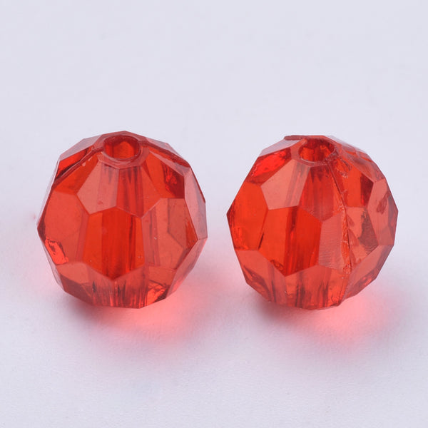Acrylic Beads, Faceted, Round