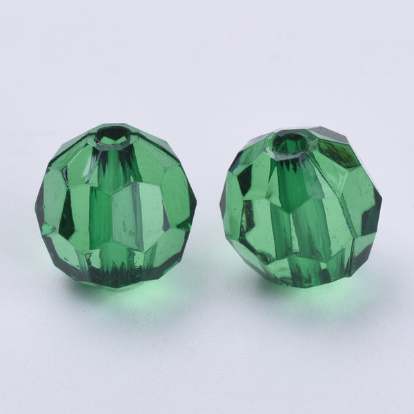 Acrylic Beads, Faceted, Round