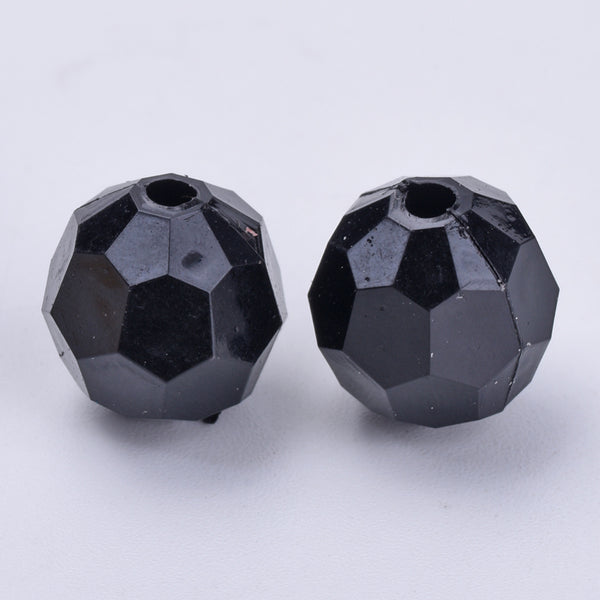 Acrylic Beads, Faceted, Round