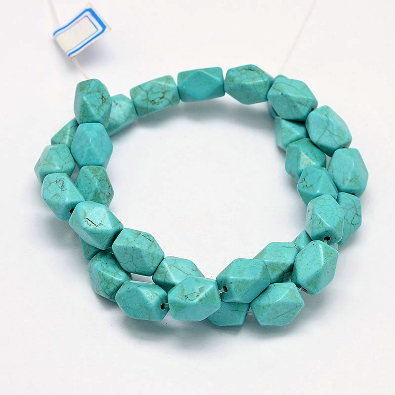 Synthesis Turquoise Cuboid Bead Strands