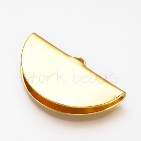 Brass Ribbon End Findings, Half Round