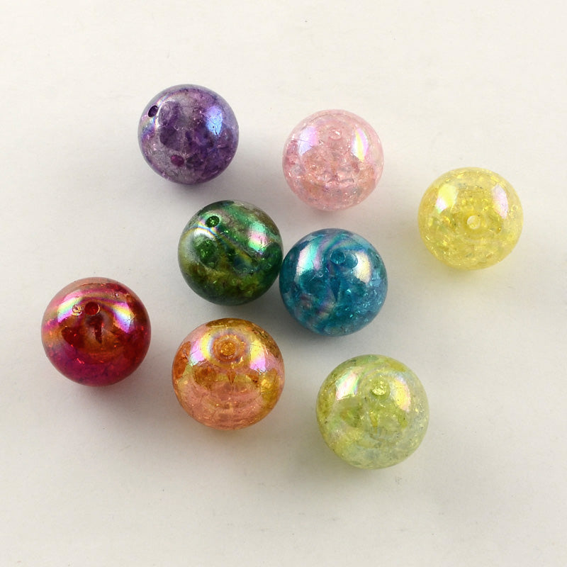AB Color Transparent Crackle Round Acrylic Bead