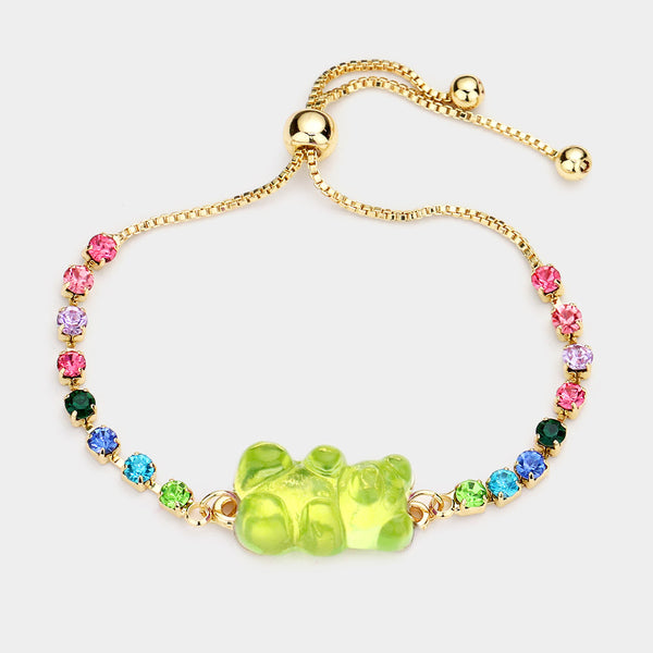 Gummy Bear Charm Colorful Stone Bracelet
