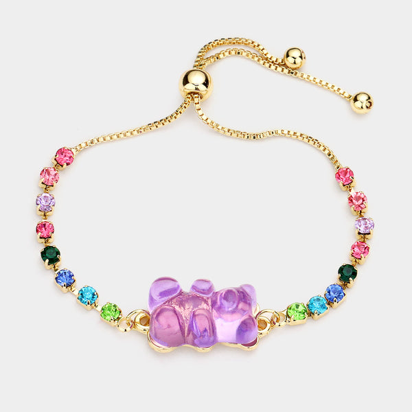 Gummy Bear Charm Colorful Stone Bracelet