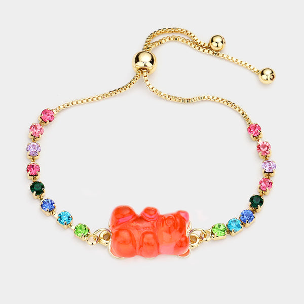 Gummy Bear Charm Colorful Stone Bracelet