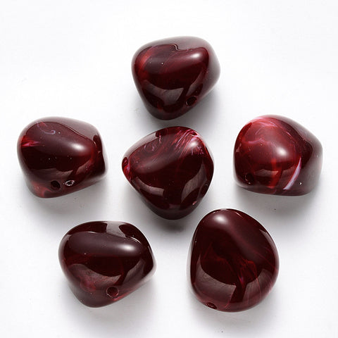 Acrylic Beads (Nuggets, Red) 24 mm