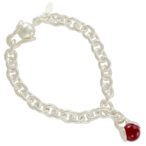 GAYM- LINK BRACELET W/ CHARM - SILVER PLATED
