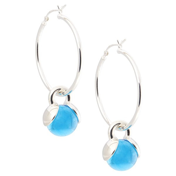 MARBLEPOP HOOP GAYM EARRINGS - SILVER PLATED